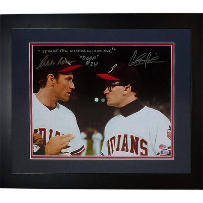 Charlie Sheen And Corben Bernsen Autographed Major League Deluxe Framed 11x14 Photo w/ Strike this M F Out - JSA