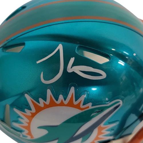 TYREEK HILL newest SIGNED MIAMI DOLPHINS FLASH MINI HELMET W/INSCRIPTION CHEETAH BAS