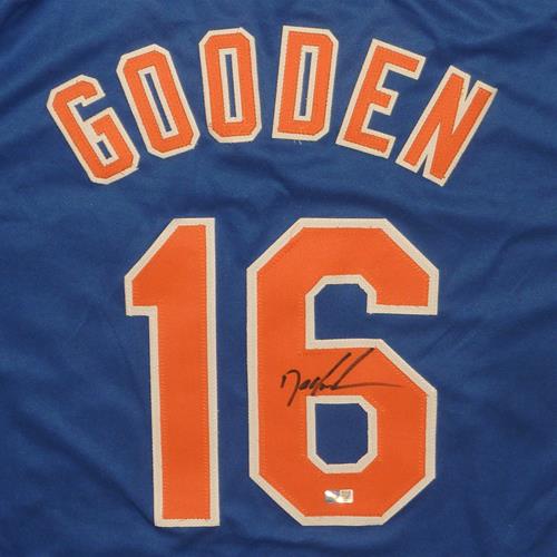 Autographed/Signed Dwight Doc Gooden New York Blue Baseball Jersey JSA COA