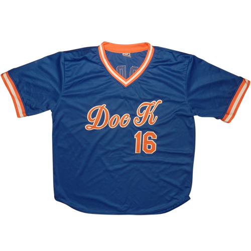 Dwight Doc Gooden Autographed Pro Style Blue Baseball Jersey (JSA)