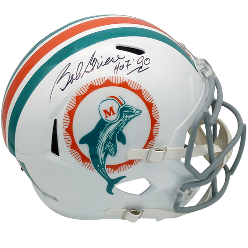 Bob Griese Autographed Miami Dolphins (Throwback) Deluxe Full-Size Replica Helmet w/ HOF 80 - JSA