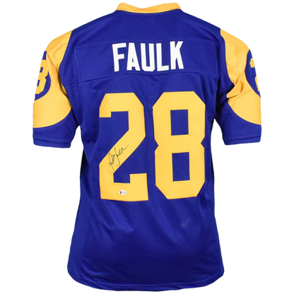 Marshall Faulk Autographed St Louis Custom White Football Jersey - BAS COA
