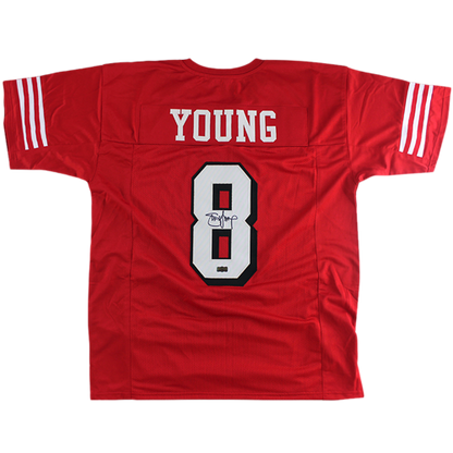 Steve Young Autographed and Framed Red 49ers Jersey