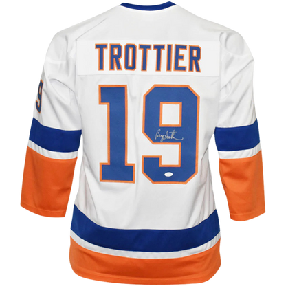 Bryan Trottier Signed New York Islanders White Jersey Inscribed