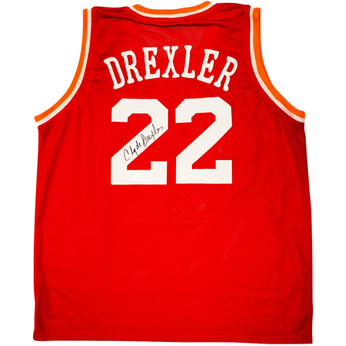 Clyde Drexler Authentic Signed Red Pro Style Jersey Autographed