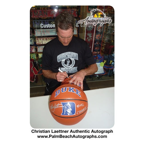 Autographed/Signed Christian Laettner Minnesota White Basketball Jersey  PSA/DNA