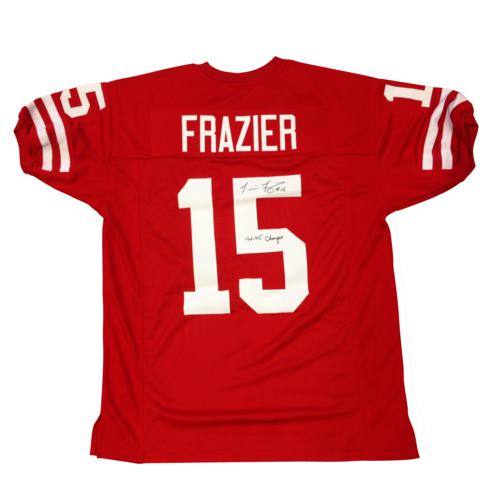 Tommie Frazier Autographed Nebraska Huskers (Red #15) Custom Jersey w/ 94-95 Natl Champs