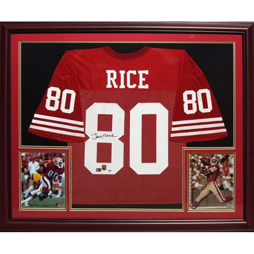 Jerry Rice Autographed San Francisco 49ers (Red #80) Deluxe Framed Jersey