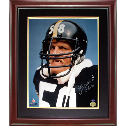 Jack Lambert Autographed Pittsburgh Steelers (Teeth Shot) Deluxe Framed 16x20 Photo w/ "HOF 90" - Lambert Holo