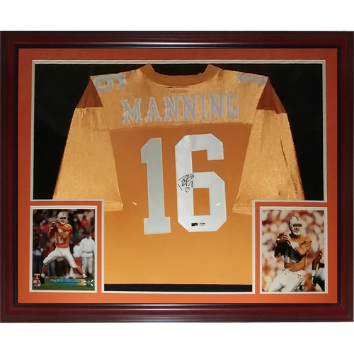 Peyton Manning Autographed Tennessee Vols (Orange #16) Deluxe Framed Jersey - PSADNA