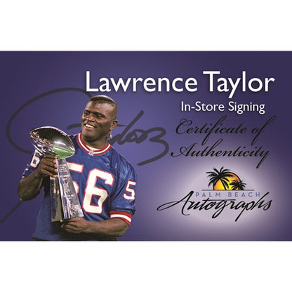 Lawrence Taylor Autographed New York Giants (White #56) Deluxe Framed Jersey