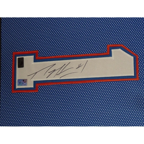 Percy Harvin Autographed Florida Gators (Blue #1) Deluxe Framed Custom Jersey